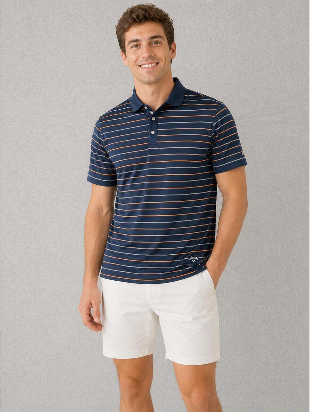 Callaway Men's Navy Blue‎ Striped Polo Shirt